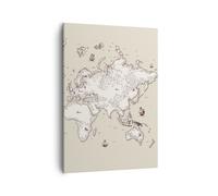 Cuadro Sobre Lienzo 50x70cm Cuadros Mapa Mundo clásico continentes Wall Art