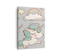 Cuadro Sobre Lienzo 50x70cm Cuadros Nube papel pintado unicornio globo Wall Art
