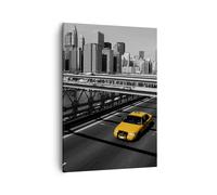 Cuadro Sobre Lienzo 50x70cm Cuadros Nueva York Manhattan puente de Brooklyn taxi