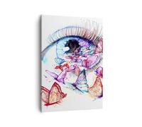 Cuadro Sobre Lienzo 50x70cm Cuadros Ojo mariposas fantasía imaginación Wall Art