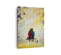 Cuadro Sobre Lienzo 50x70cm Cuadros Pared Amantes En Banco Wall Art Prints Decor