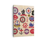 Cuadro Sobre Lienzo 50x70cm Cuadros Pared Ancla bandera insignia barco Wall Art