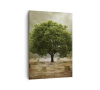 Cuadro Sobre Lienzo 50x70cm Cuadros Pared Árbol campo medio ambiente Wall Art