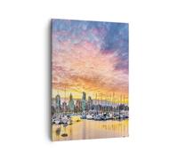 Cuadro Sobre Lienzo 50x70cm Cuadros Pared Barcos urbano ciudad paisaje Wall Art