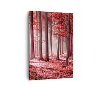 Cuadro Sobre Lienzo 50x70cm Cuadros Pared bosque rojo árboles Wall Art Prints