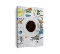 Cuadro Sobre Lienzo 50x70cm Cuadros Pared Café mañana taza desayuno Wall Art