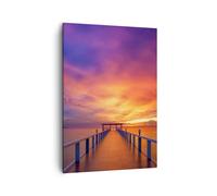 Cuadro Sobre Lienzo 50x70cm Cuadros Pared Cielo Los Colores Muelle Wall Art