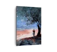 Cuadro Sobre Lienzo 50x70cm Cuadros Pared Cielo Luna Amantes Wall Art Prints
