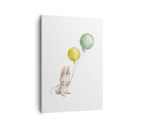 Cuadro Sobre Lienzo 50x70cm Cuadros Pared Conejito Globos Infantil Wall Art