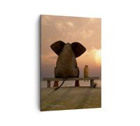Cuadro Sobre Lienzo 50x70cm Cuadros Pared elefante orilla mar Wall Art Prints