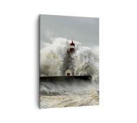 Cuadro Sobre Lienzo 50x70cm Cuadros Pared Faro océano tormenta Wall Art Prints