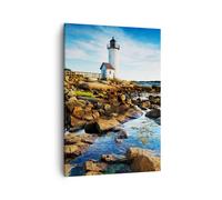Cuadro Sobre Lienzo 50x70cm Cuadros Pared Faro orilla nube Paisaje Wall Art