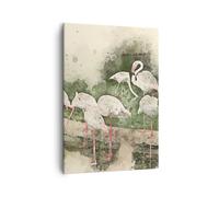 Cuadro Sobre Lienzo 50x70cm Cuadros Pared flamingo pájaro agua Wall Art Prints