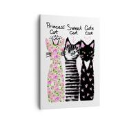 Cuadro Sobre Lienzo 50x70cm Cuadros Pared Gatos Flores animales Wall Art Prints