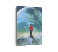 Cuadro Sobre Lienzo 50x70cm Cuadros Pared hombre planeta Wall Art Prints Decor