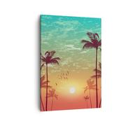 Cuadro Sobre Lienzo 50x70cm Cuadros Pared horizonte costa coco Cielo Wall Art