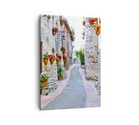 Cuadro Sobre Lienzo 50x70cm Cuadros Pared Italia calle flores historia Wall Art