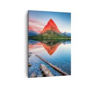 Cuadro Sobre Lienzo 50x70cm Cuadros Pared Lago Montañas Reflejo Wall Art Prints