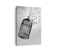 Cuadro Sobre Lienzo 50x70cm Cuadros Pared Libertad Jaula Aves Wall Art Prints