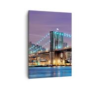 Cuadro Sobre Lienzo 50x70cm Cuadros Pared Metrópoli río puente historia Wall Art
