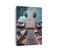 Cuadro Sobre Lienzo 50x70cm Cuadros Pared montañas barco agua Wall Art Prints
