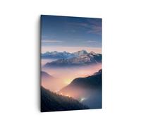Cuadro Sobre Lienzo 50x70cm Cuadros Pared Montañas Nubes Niebla Wall Art Prints