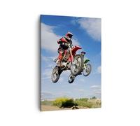 Cuadro Sobre Lienzo 50x70cm Cuadros Pared Moto jinete cielo Wall Art Prints