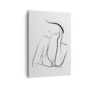 Cuadro Sobre Lienzo 50x70cm Cuadros Pared Mujer Líneas Minimalismo Wall Art