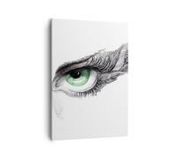 Cuadro Sobre Lienzo 50x70cm Cuadros Pared Ojo pluma bosquejo humana Wall Art