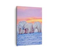 Cuadro Sobre Lienzo 50x70cm Cuadros Pared Osos Invierno Nieve familia Wall Art