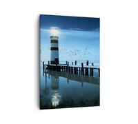Cuadro Sobre Lienzo 50x70cm Cuadros Pared Pájaros lago linterna nube Wall Art