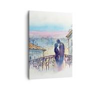Cuadro Sobre Lienzo 50x70cm Cuadros Pared Pareja Amor Ciudad puente Wall Art