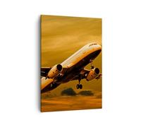 Cuadro Sobre Lienzo 50x70cm Cuadros Pared Pasajeros avión avión alas Wall Art