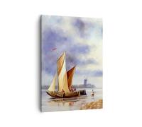 Cuadro Sobre Lienzo 50x70cm Cuadros Pared Pescador Barco Abanico Wall Art Prints