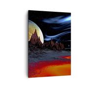 Cuadro Sobre Lienzo 50x70cm Cuadros Pared Planeta luna universo Wall Art Prints