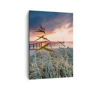 Cuadro Sobre Lienzo 50x70cm Cuadros Pared Playa Hierba Horizonte Wall Art Prints