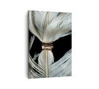 Cuadro Sobre Lienzo 50x70cm Cuadros Pared Pluma Romántico Matrimonio Wall Art