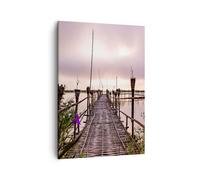 Cuadro Sobre Lienzo 50x70cm Cuadros Pared Puente Lago Antorcha Wall Art Prints