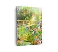 Cuadro Sobre Lienzo 50x70cm Cuadros Pared Puente parque flor primavera Wall Art