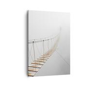 Cuadro Sobre Lienzo 50x70cm Cuadros Pared Puente Suspendido Niebla Wall Art