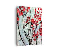Cuadro Sobre Lienzo 50x70cm Cuadros Pared rojo hojas ramas Wall Art Prints Decor