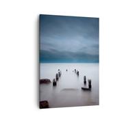 Cuadro Sobre Lienzo 50x70cm Cuadros Pared Rompeolas Niebla Noche Wall Art Prints