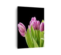 Cuadro Sobre Lienzo 50x70cm Cuadros Pared Tulipanes ramo rocío gotas Wall Art