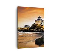 Cuadro Sobre Lienzo 50x70cm Cuadros Rocas mar puesta del sol arquitectura Art