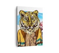 Cuadro Sobre Lienzo 50x70cm Cuadros Tigre montañas los niños la vida silvestre