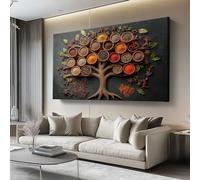 Cuadro sobre Lienzo 70l x50an cm Sin marco Impresión en material tejido no tejido cuadros Árbol de Especias de Estilo Geométrico decoracion salon modernos lienzos decorativos Marrón colorido