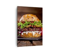 Cuadro Sobre Lienzo 70x100cm Cuadros Americano hamburguesa comida barbacoa Art