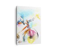 Cuadro Sobre Lienzo 70x100cm Cuadros Bicicletas pájaros paloma pureza Wall Art