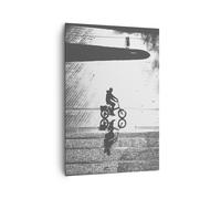 Cuadro Sobre Lienzo 70x100cm Cuadros Blanco Y Negro Ciclista Soledad Wall Art
