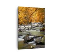 Cuadro Sobre Lienzo 70x100cm Cuadros Corriente Otoño Forrest montaña Wall Art